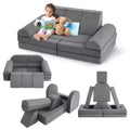 10-Piece Modular Kids Convertible Corner Sofa, Soft Foam Play Cushions with Ball Pool, Play Sofa for Boys and Girls (Grey)