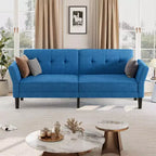 Canapé-lit futon moderne 89, dossier et accoudoirs réglables, confortable, convertible, polyvalent pour salon, chambre à coucher, appartement