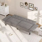 Canapé-lit futon moderne 89, dossier et accoudoirs réglables, confortable, convertible, polyvalent pour salon, chambre à coucher, appartement