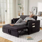 Canapé-lit 2 places en velours côtelé de 122 cm, dossier réglable avec station de charge et poches latérales, canapé-lit escamotable pour salon, chambre à coucher, appartement