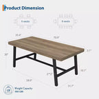 Table à manger industrielle pour 6-8 personnes, longue table en bois de 180 cm, sièges rectangulaires pour le dîner, la cuisine, la salle à manger