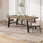 Table à manger industrielle pour 6-8 personnes, longue table en bois de 180 cm, sièges rectangulaires pour le dîner, la cuisine, la salle à manger