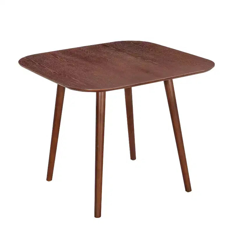 Table à manger carrée JVNOXK de 35 pouces, design minimaliste avec pieds fuselés évasés vers l'extérieur, parfaite pour les réunions de famille. Noyer