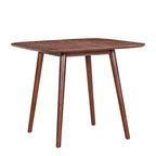 Table à manger carrée JVNOXK de 35 pouces, design minimaliste avec pieds fuselés évasés vers l'extérieur, parfaite pour les réunions de famille. Noyer