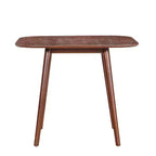 Table à manger carrée JVNOXK de 35 pouces, design minimaliste avec pieds fuselés évasés vers l'extérieur, parfaite pour les réunions de famille. Noyer