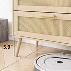 JVNOXK Armoire 6 tiroirs en rotin, Coiffeuse, Commode large avec poignées en bois, Meuble de rangement en rotin adapté au salon