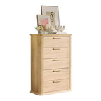 Commode de chambre à 5 tiroirs, commode haute de 45 pouces au profil incurvé, commode en bois cannelé, organiseur de rangement moderne pour chambre à coucher