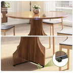 Table à manger ronde de 119,38 cm de style Ferme pour 4 à 6 personnes, Table de cuisine ronde en bois, Meuble de coin repas rustique circulaire pour appartement ou salle à manger
