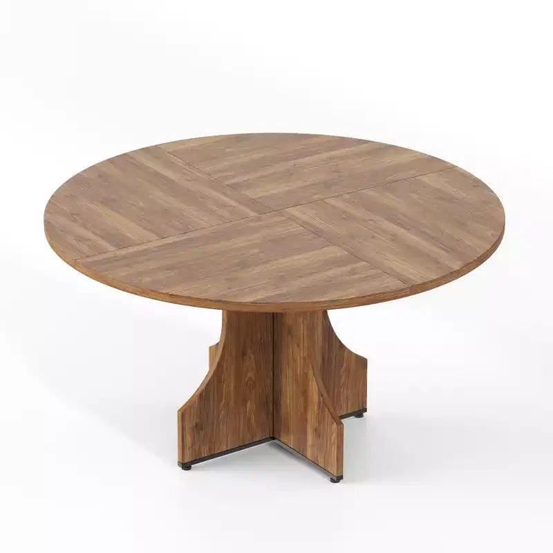 Table à manger ronde de 119,38 cm de style Ferme pour 4 à 6 personnes, Table de cuisine ronde en bois, Meuble de coin repas rustique circulaire pour appartement ou salle à manger