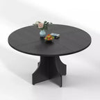 Table à manger ronde de 119,38 cm de style Ferme pour 4 à 6 personnes, Table de cuisine ronde en bois, Meuble de coin repas rustique circulaire pour appartement ou salle à manger