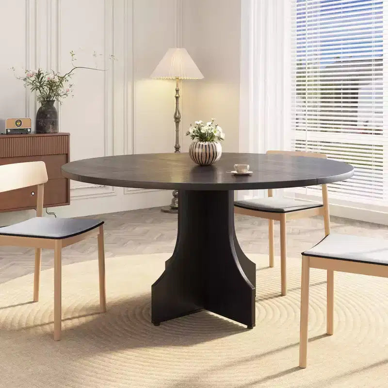 Table à manger ronde de 119,38 cm de style Ferme pour 4 à 6 personnes, Table de cuisine ronde en bois, Meuble de coin repas rustique circulaire pour appartement ou salle à manger