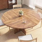 Table à manger ronde de 119,38 cm de style Ferme pour 4 à 6 personnes, Table de cuisine ronde en bois, Meuble de coin repas rustique circulaire pour appartement ou salle à manger