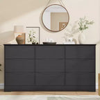 Grande commode en bois moderne à 9 tiroirs, rangement profond et grand coffre à plateau large pour chambre, salon, couloir, chambre d'enfant