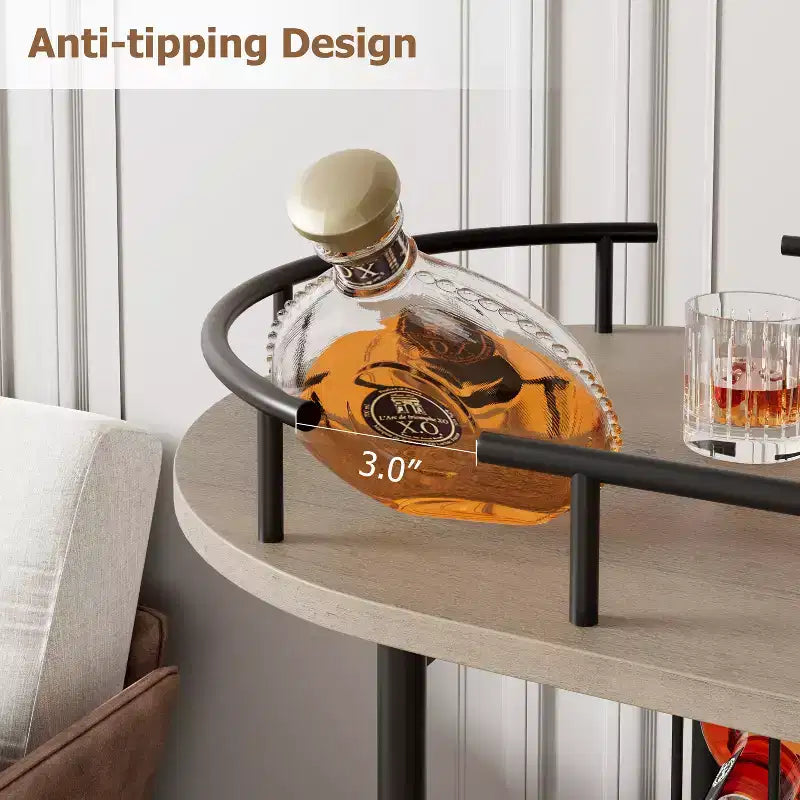 Dessertes de bar avec étagères de rangement à 4 niveaux, chariots de service de bar mobiles sur roulettes avec porte-bouteilles et porte-verres pour cuisine, salle à manger, salon.