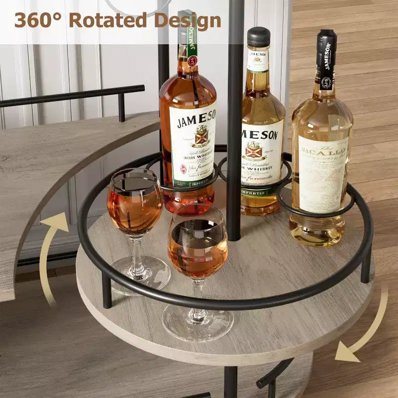 Dessertes de bar avec étagères de rangement à 4 niveaux, chariots de service de bar mobiles sur roulettes avec porte-bouteilles et porte-verres pour cuisine, salle à manger, salon.