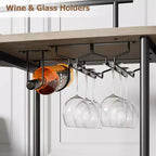 Dessertes de bar avec étagères de rangement à 4 niveaux, chariots de service de bar mobiles sur roulettes avec porte-bouteilles et porte-verres pour cuisine, salle à manger, salon.