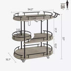 Dessertes de bar avec étagères de rangement à 4 niveaux, chariots de service de bar mobiles sur roulettes avec porte-bouteilles et porte-verres pour cuisine, salle à manger, salon.