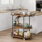 Dessertes de bar avec étagères de rangement à 4 niveaux, chariots de service de bar mobiles sur roulettes avec porte-bouteilles et porte-verres pour cuisine, salle à manger, salon.