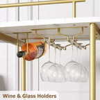 Dessertes de bar avec étagères de rangement à 4 niveaux, chariots de service de bar mobiles sur roulettes avec porte-bouteilles et porte-verres pour cuisine, salle à manger, salon.