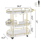 Dessertes de bar avec étagères de rangement à 4 niveaux, chariots de service de bar mobiles sur roulettes avec porte-bouteilles et porte-verres pour cuisine, salle à manger, salon.