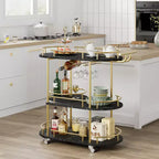 Dessertes de bar avec étagères de rangement à 4 niveaux, chariots de service de bar mobiles sur roulettes avec porte-bouteilles et porte-verres pour cuisine, salle à manger, salon.