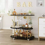 Dessertes de bar avec étagères de rangement à 4 niveaux, chariots de service de bar mobiles sur roulettes avec porte-bouteilles et porte-verres pour cuisine, salle à manger, salon.