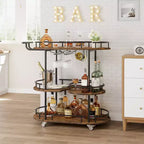 Dessertes de bar avec étagères de rangement à 4 niveaux, chariots de service de bar mobiles sur roulettes avec porte-bouteilles et porte-verres pour cuisine, salle à manger, salon.
