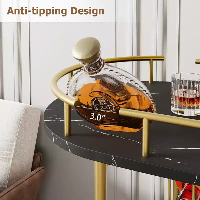 Dessertes de bar avec étagères de rangement à 4 niveaux, chariots de service de bar mobiles sur roulettes avec porte-bouteilles et porte-verres pour cuisine, salle à manger, salon.