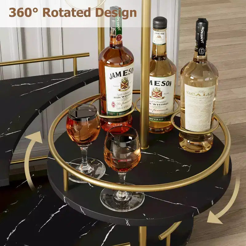 Dessertes de bar avec étagères de rangement à 4 niveaux, chariots de service de bar mobiles sur roulettes avec porte-bouteilles et porte-verres pour cuisine, salle à manger, salon.
