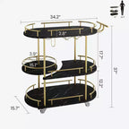 Dessertes de bar avec étagères de rangement à 4 niveaux, chariots de service de bar mobiles sur roulettes avec porte-bouteilles et porte-verres pour cuisine, salle à manger, salon.