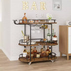 Dessertes de bar avec étagères de rangement à 4 niveaux, chariots de service de bar mobiles sur roulettes avec porte-bouteilles et porte-verres pour cuisine, salle à manger, salon.