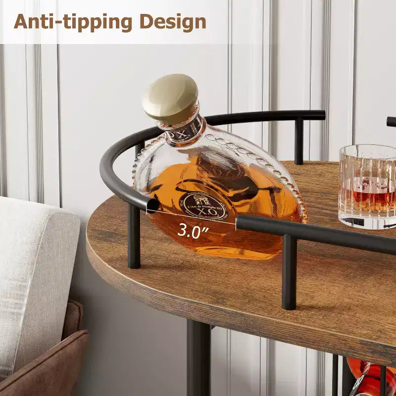 Dessertes de bar avec étagères de rangement à 4 niveaux, chariots de service de bar mobiles sur roulettes avec porte-bouteilles et porte-verres pour cuisine, salle à manger, salon.