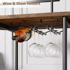 Dessertes de bar avec étagères de rangement à 4 niveaux, chariots de service de bar mobiles sur roulettes avec porte-bouteilles et porte-verres pour cuisine, salle à manger, salon.