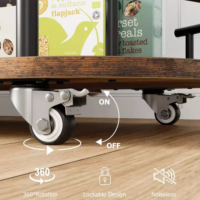 Dessertes de bar avec étagères de rangement à 4 niveaux, chariots de service de bar mobiles sur roulettes avec porte-bouteilles et porte-verres pour cuisine, salle à manger, salon.