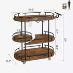 Dessertes de bar avec étagères de rangement à 4 niveaux, chariots de service de bar mobiles sur roulettes avec porte-bouteilles et porte-verres pour cuisine, salle à manger, salon.