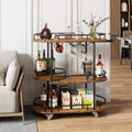 Bar Carts with 4-Tiers Storage Shelves, Mobile Bar Seving Carts On Wheels with Wine Rack and Glass Holder for Kitchen, Dining Room, Living Room