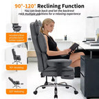 Fauteuil de bureau grande taille avec repose-pieds, Fauteuil de direction à dossier haut, Inclinaison à 155°, Coussin de soutien lombaire, Fauteuil de jeu en similicuir pour la maison