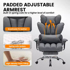 Fauteuil de bureau grande taille avec repose-pieds, Fauteuil de direction à dossier haut, Inclinaison à 155°, Coussin de soutien lombaire, Fauteuil de jeu en similicuir pour la maison