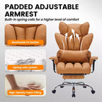 Fauteuil de bureau grande taille avec repose-pieds, Fauteuil de direction à dossier haut, Inclinaison à 155°, Coussin de soutien lombaire, Fauteuil de jeu en similicuir pour la maison