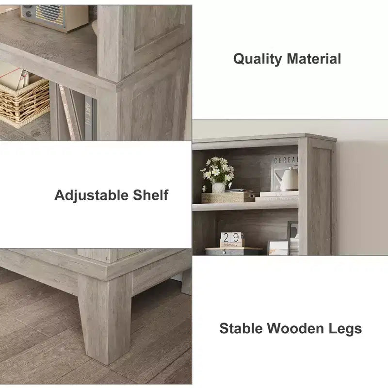 Lot de 2 bibliothèques hautes modernes à 5 niveaux Étagères étroites avec tablettes réglables et pieds en bois Rangement de bureau style ferme