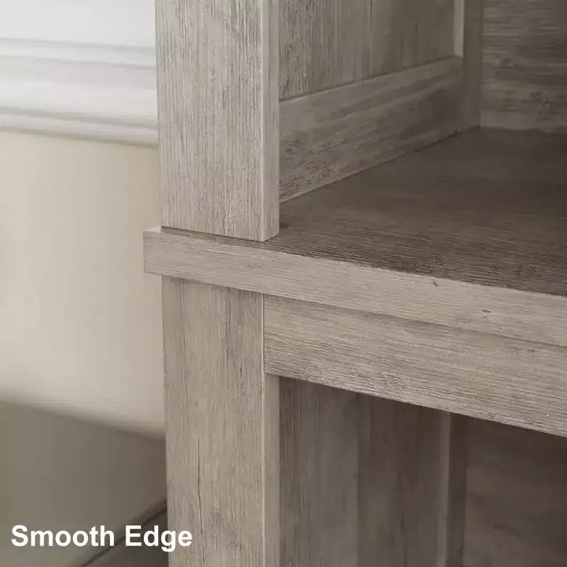 Lot de 2 bibliothèques hautes modernes à 5 niveaux Étagères étroites avec tablettes réglables et pieds en bois Rangement de bureau style ferme