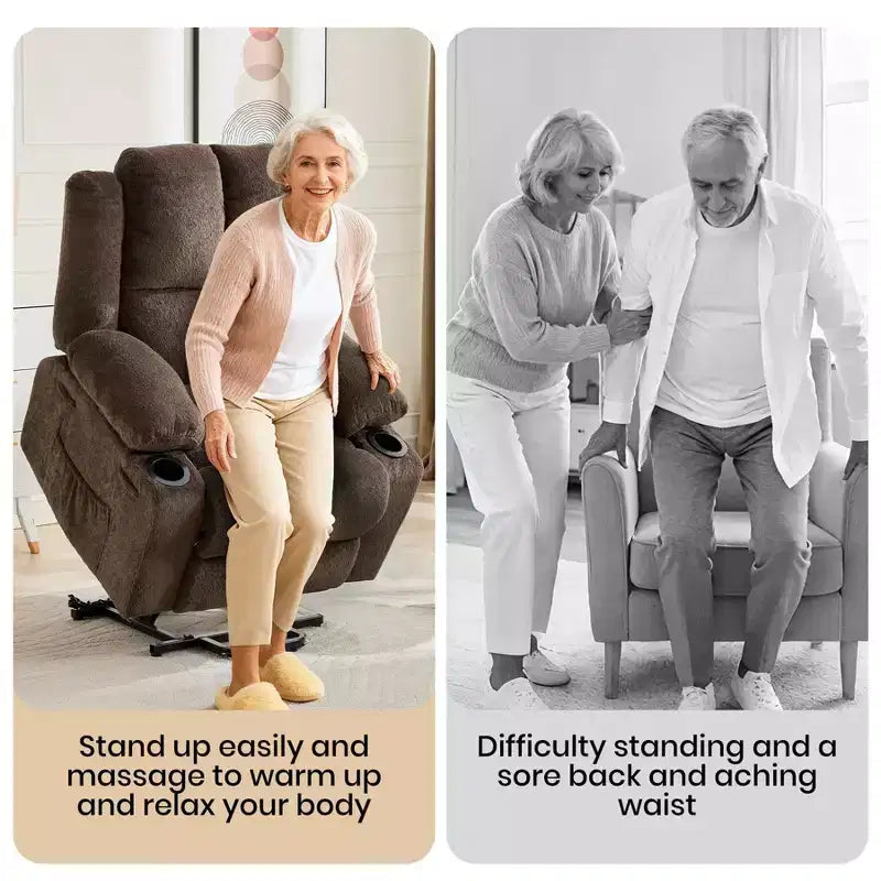 Fauteuil inclinable releveur surdimensionné, aide à la station debout, 2 porte-gobelets, pour salon