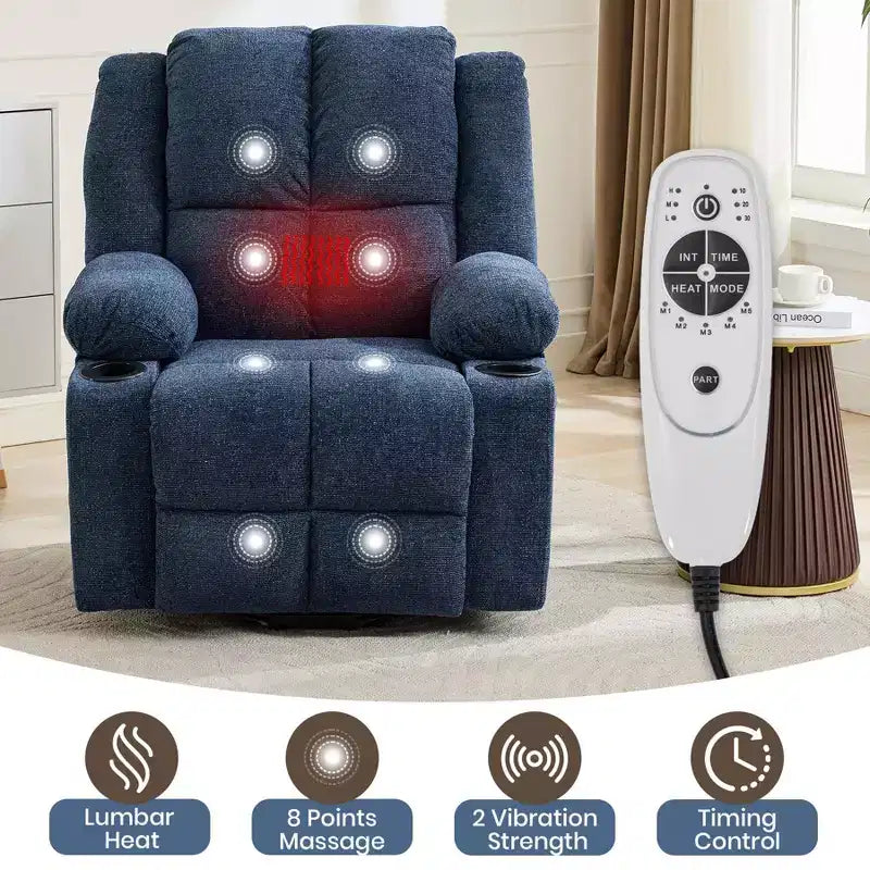 Fauteuil inclinable releveur surdimensionné, aide à la station debout, 2 porte-gobelets, pour salon