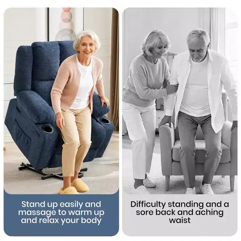 Fauteuil inclinable releveur surdimensionné, aide à la station debout, 2 porte-gobelets, pour salon