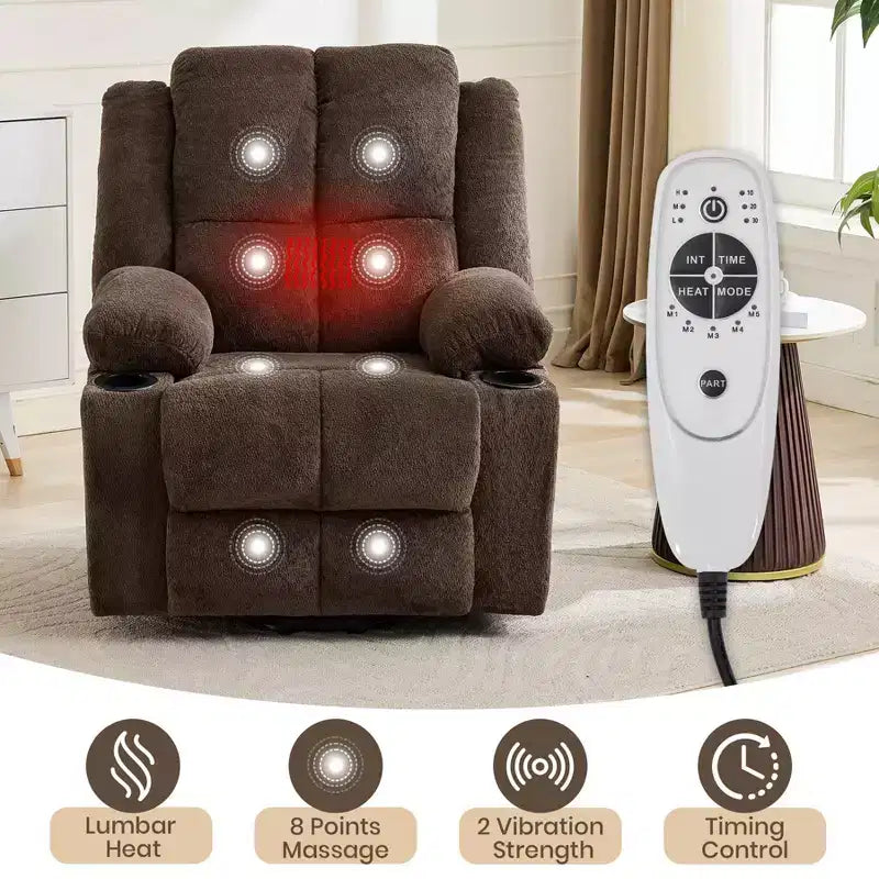 Fauteuil inclinable releveur surdimensionné, aide à la station debout, 2 porte-gobelets, pour salon