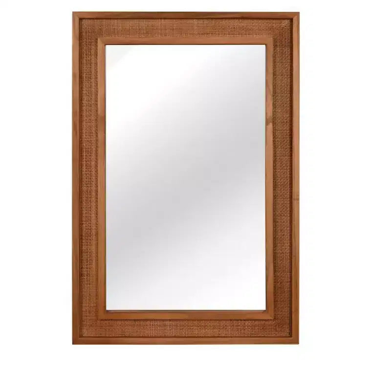 Miroir Mural Décoratif en Rotin de Ferme 20 x 30, Miroir de Maquillage pour Salle de Bain, Miroir en Bois pour Salon ou Couloir-Panipeachy