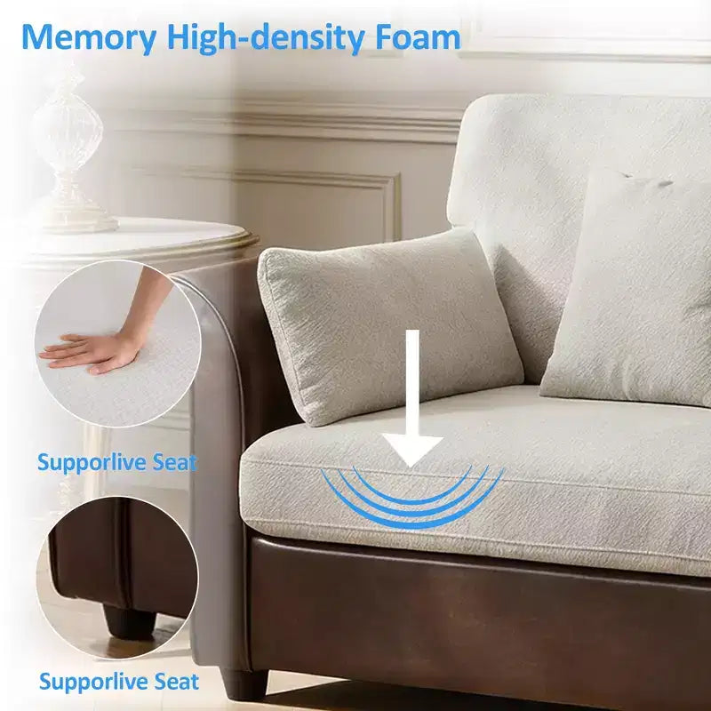 Canapé deux places multicolore Dyonery 79 pouces en cuir marron vintage, canapé en bois massif, adapté au salon