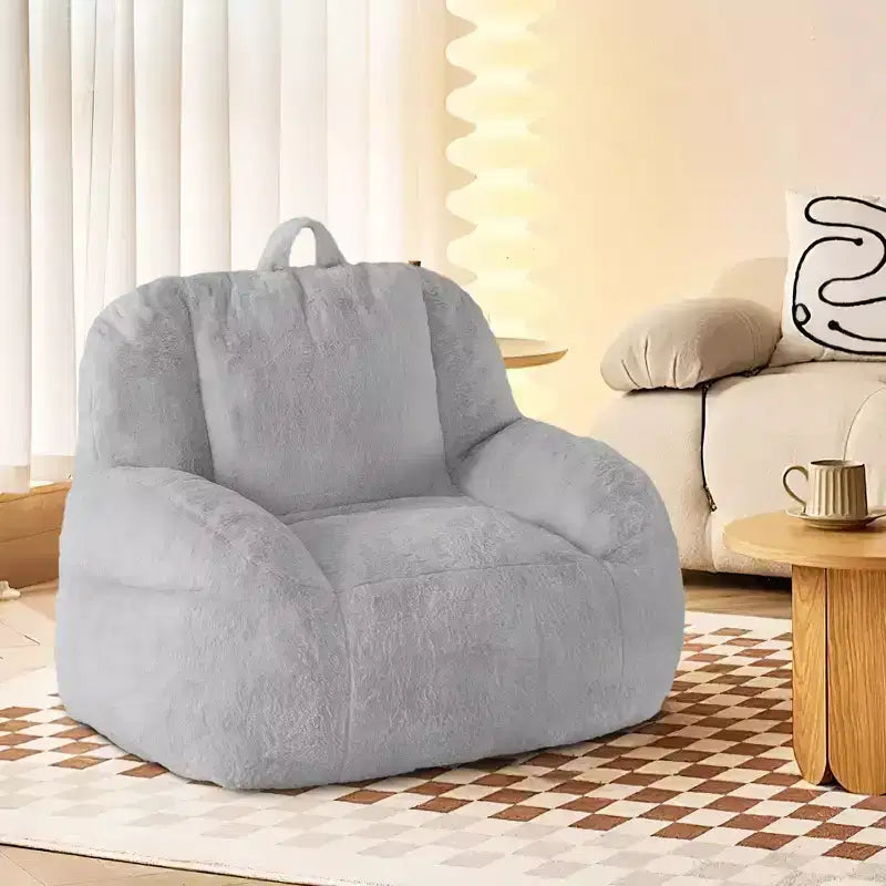 Pouf géant en fausse fourrure pour adultes, avec poignée, canapé de sol rembourré, siège de salon confortable pour la maison
