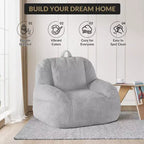 Pouf géant en fausse fourrure pour adultes, avec poignée, canapé de sol rembourré, siège de salon confortable pour la maison