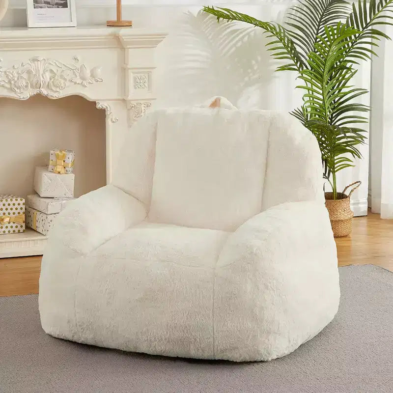 Pouf géant en fausse fourrure pour adultes, avec poignée, canapé de sol rembourré, siège de salon confortable pour la maison